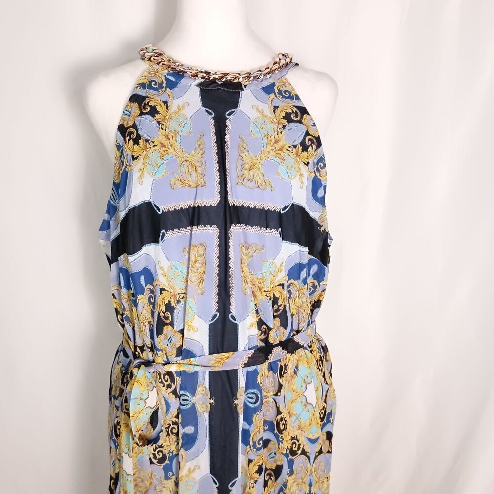 Bold Elements Cut to Curve Halter Maxi Sundress Multicolor Print Size XL - Picture 13 of 14